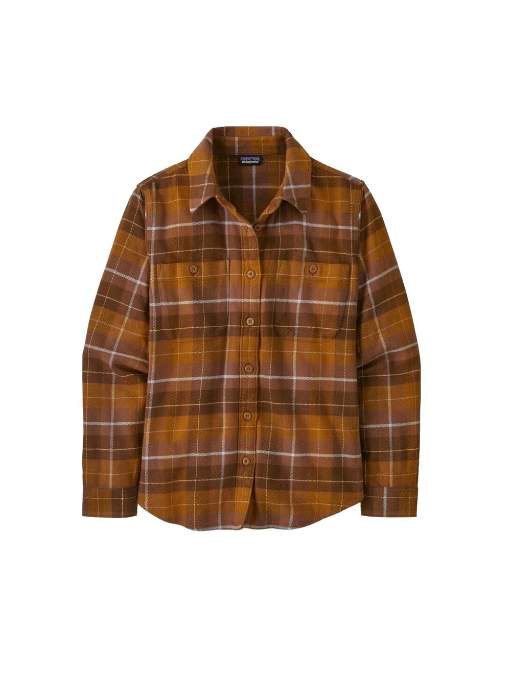 Patagonia Fjord Flannel Shirt Happy Camper Shelter Brown Womens XL